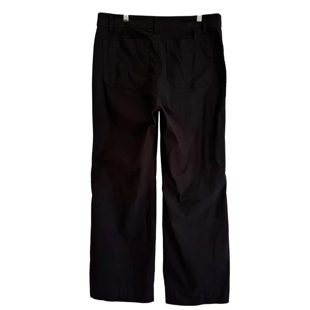 J.Crew Black Chino Wide Leg Pants High Rise Cotton Workwear Trousers Size 31